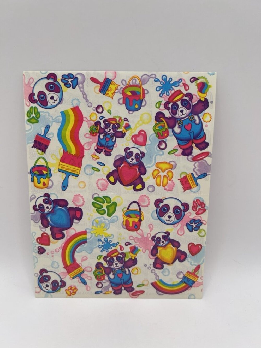 1980’s Lisa Frank Panda Bears Painting Stickers Sheet S139 New Rainbow Vintage
